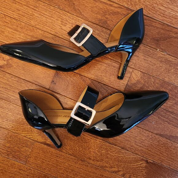 NEW MAIERNISI JESSI Mary Jane D'Orsay Black Patent Heel Pump size 8.5/39 - Picture 5 of 10